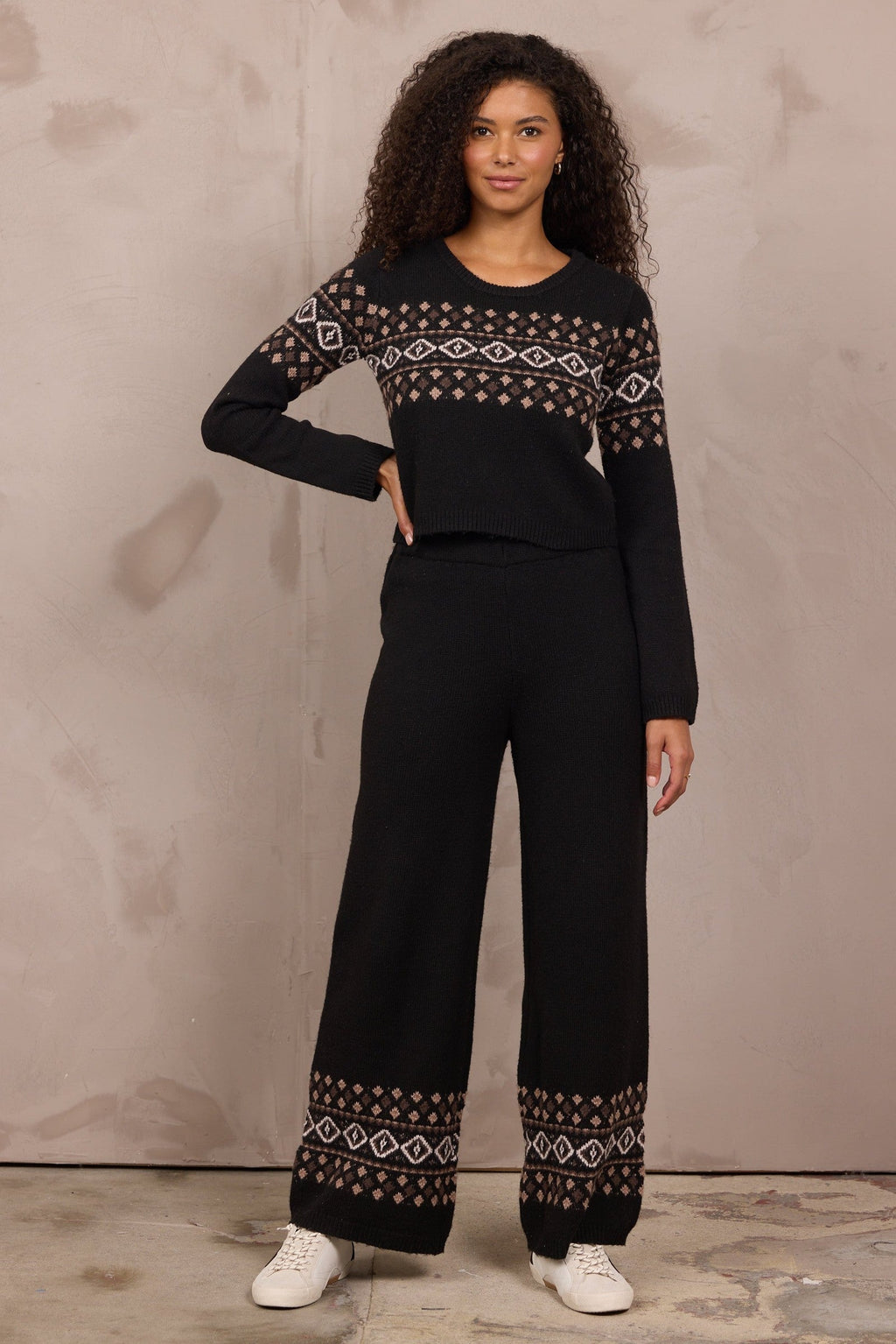 Fair Isle 2-Piece Set in Black