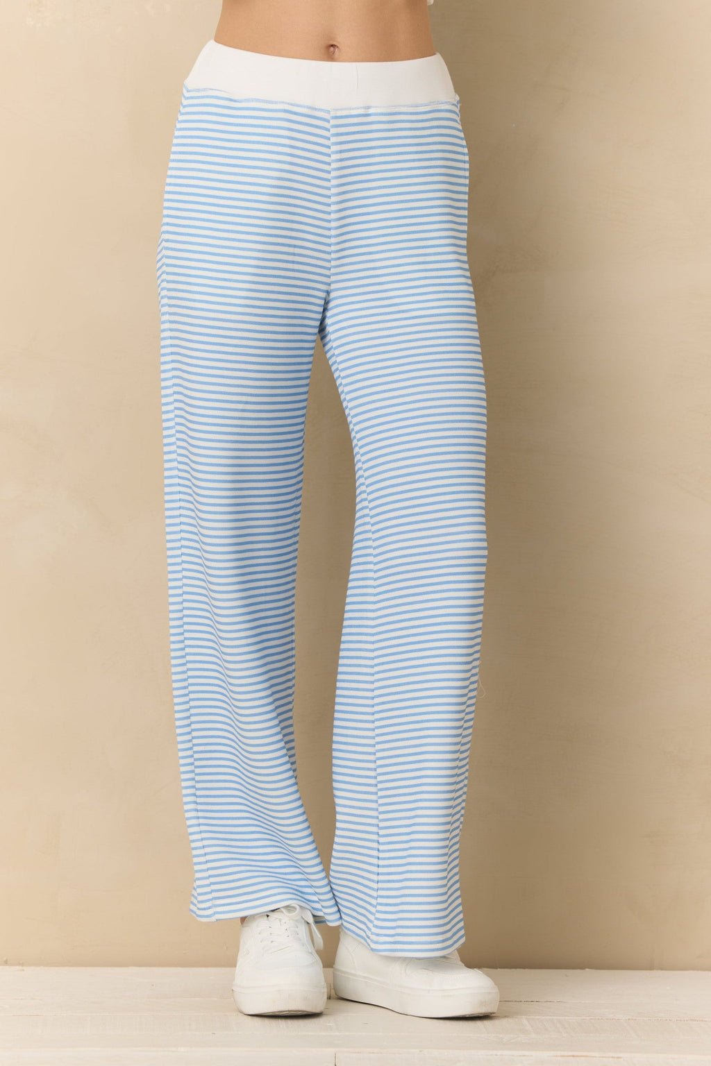 Striped Cloud Fleece Wide Leg Pant