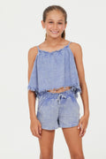 Plush Blue Washed Texture Flow Tank
