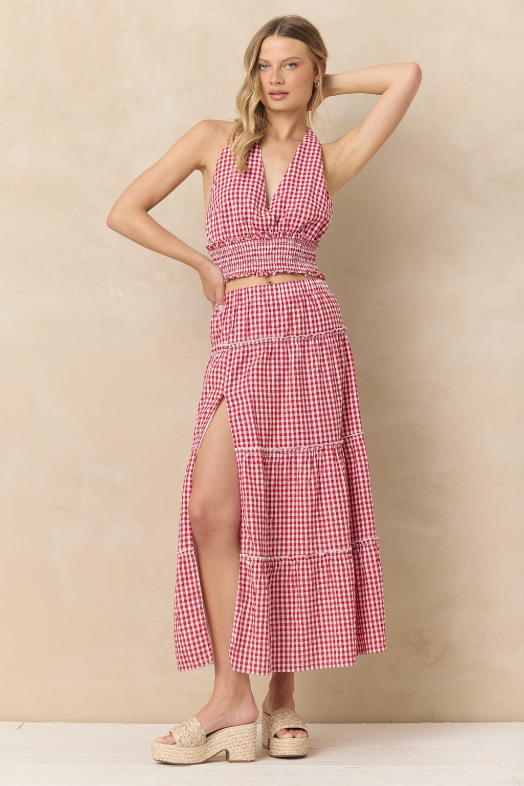 Woven Maxi Skirt with Slit