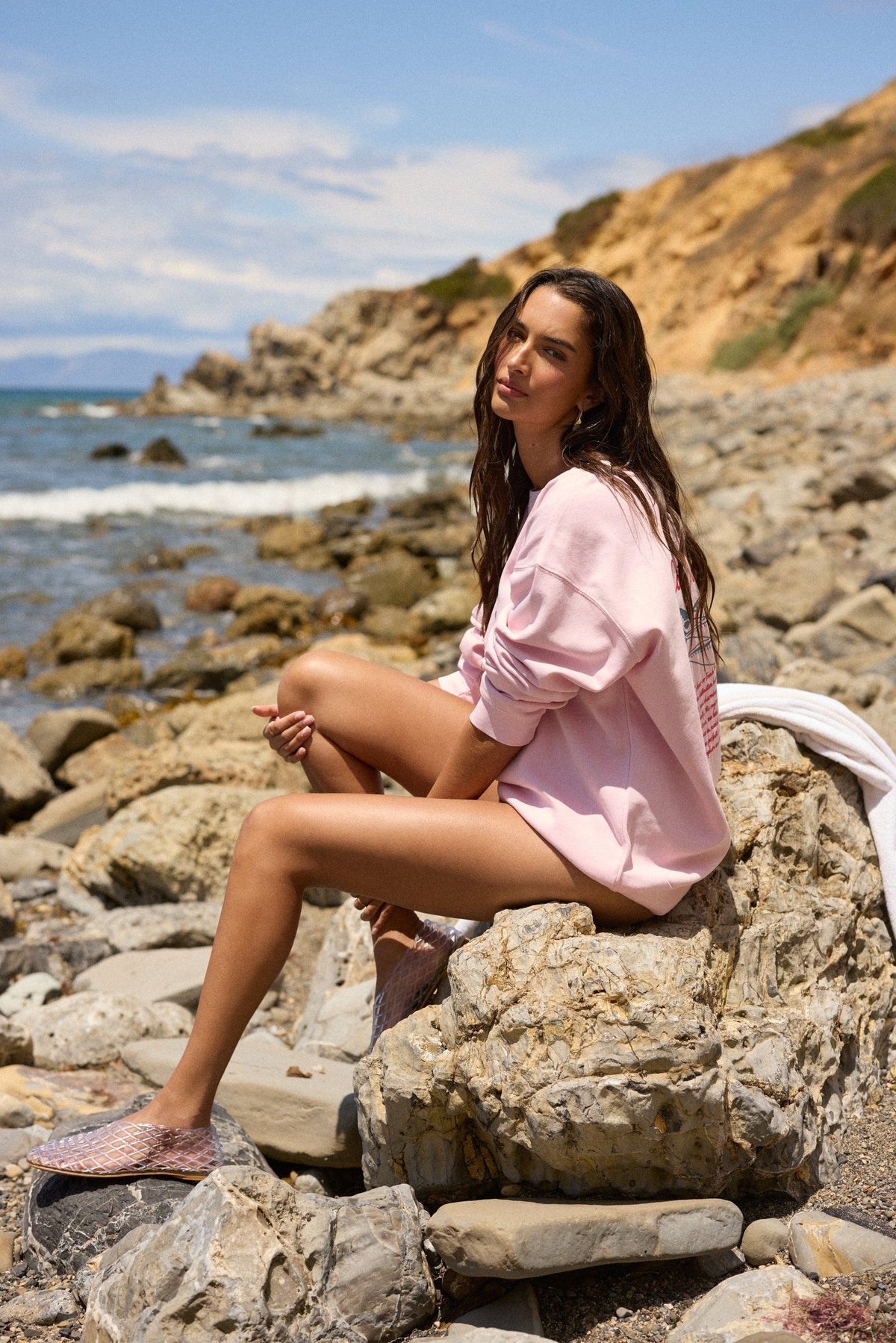 3 Fish Garment Dye Crewneck - Paradise Pink