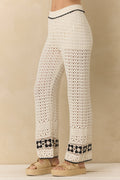 Crochet Floral Wide Leg Pants