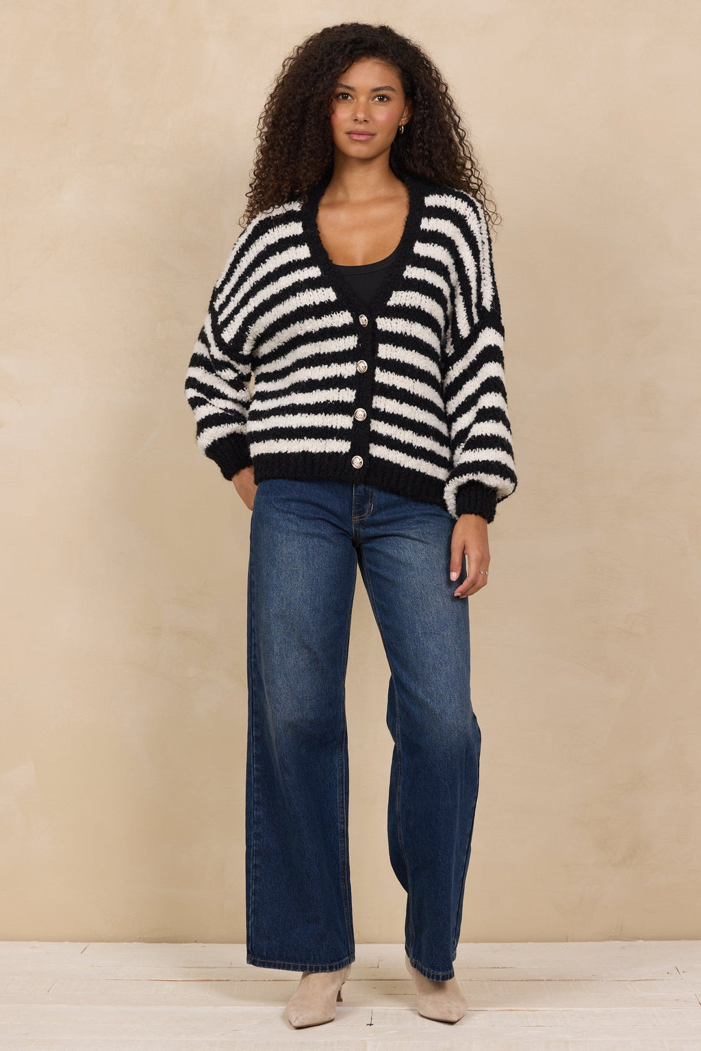 Black/White Striped Cardigan