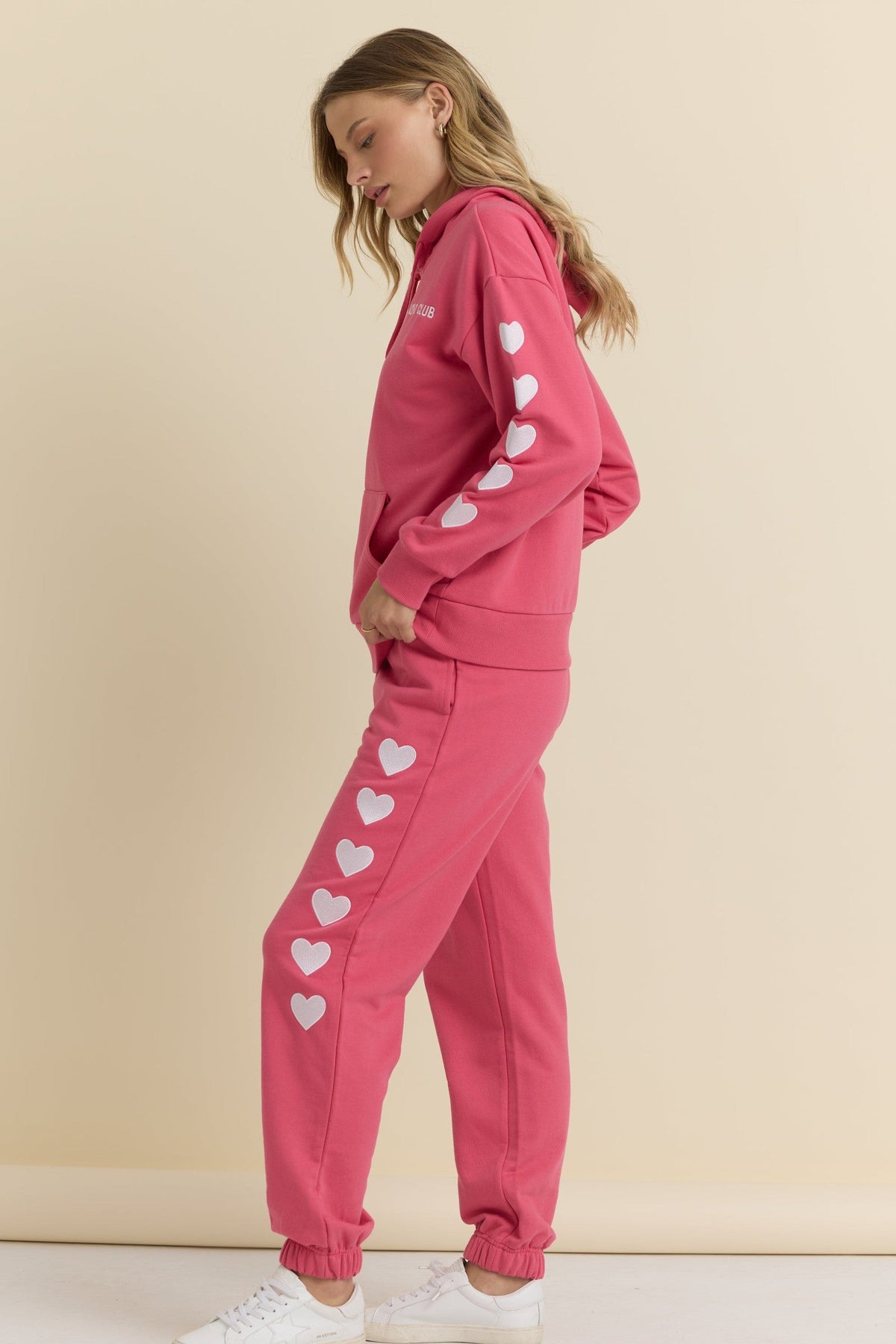 Heart Emroidered French Terry Hoodie