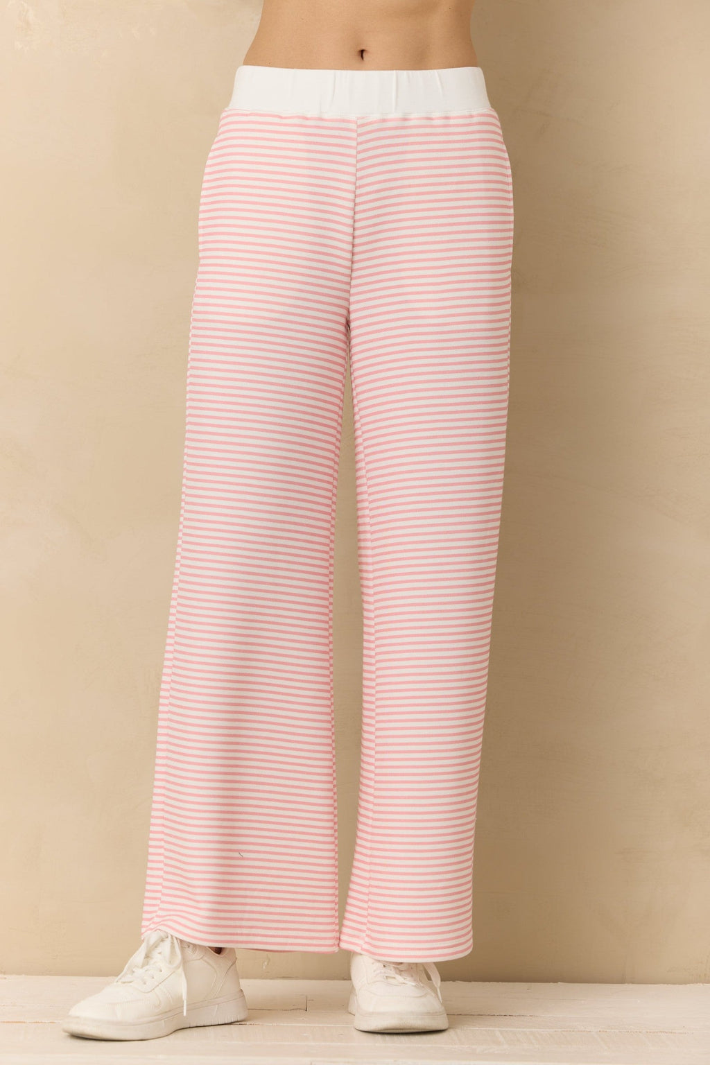 Striped Cloud Fleece Wide Leg Pant