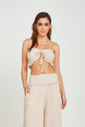 Mauve Garment Washed Gauze Halter Top