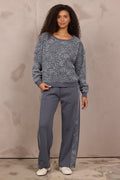 Printed Fleece 2-Piece Set in Washed Charcoal Leopard