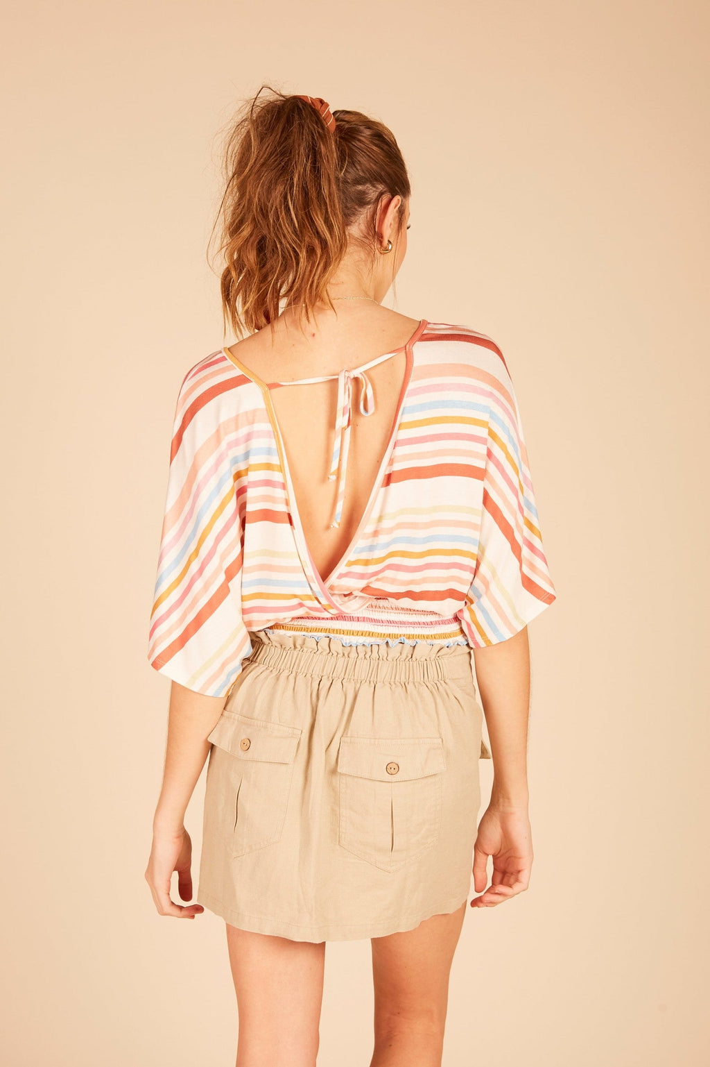 Multi Striped Surplice Top
