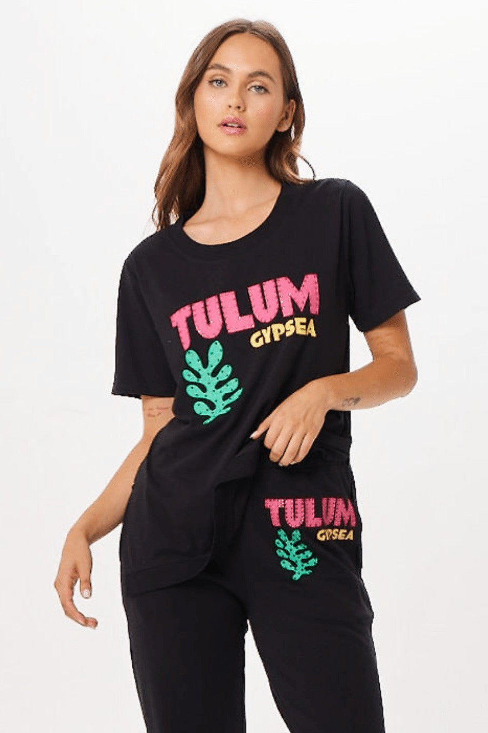 Black Tulum Jet Setter Tee