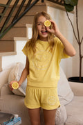 Kids Garment Dye Short with Smile Embroidery