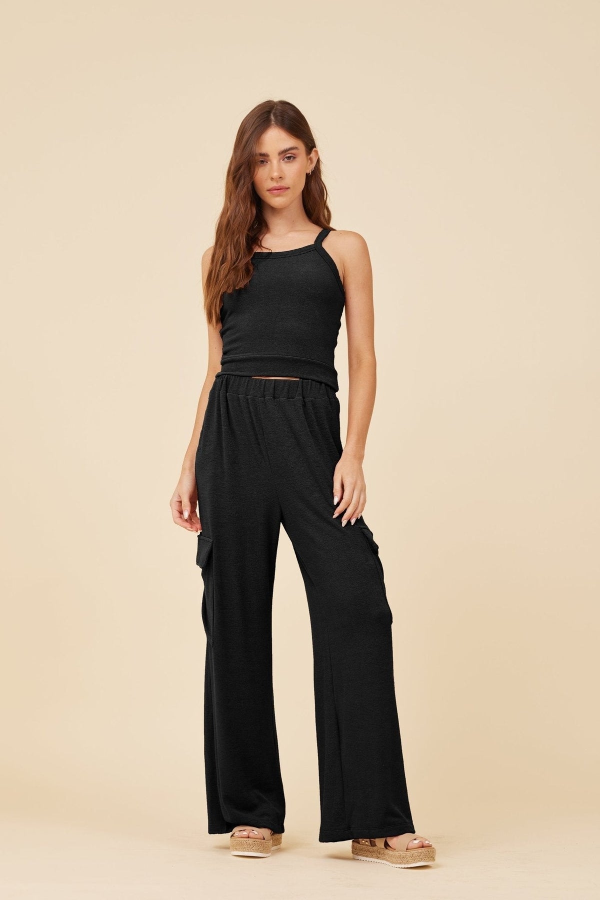 Black Knit Terry Tank