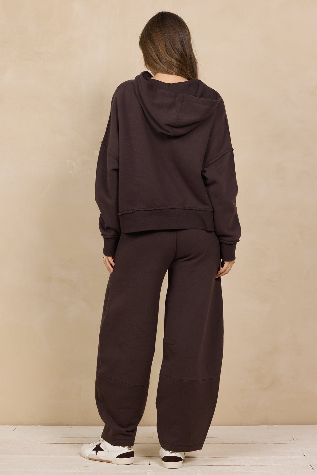 Soft Surf Wash Lace Up Hoodie 2-Piece Set in Brownie