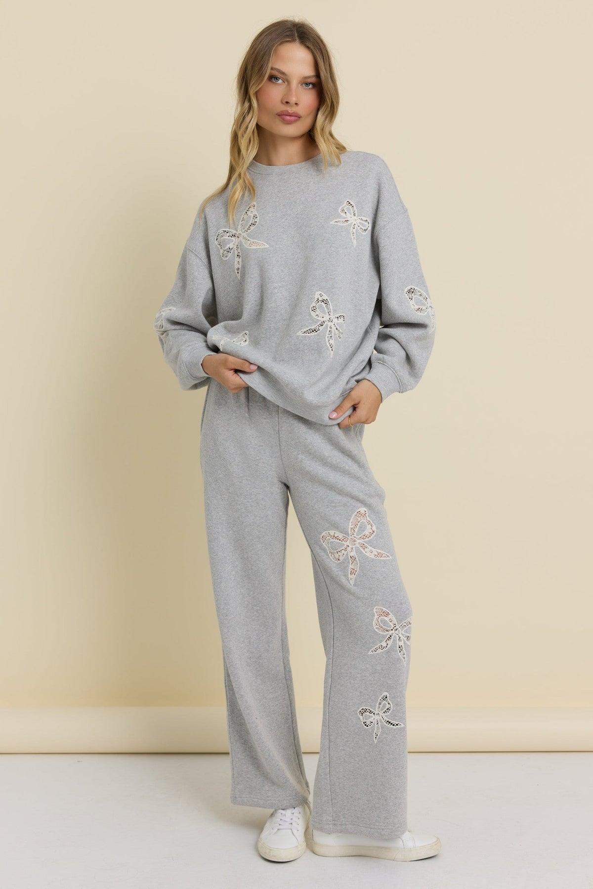 Fleece Crew with Lace Insert