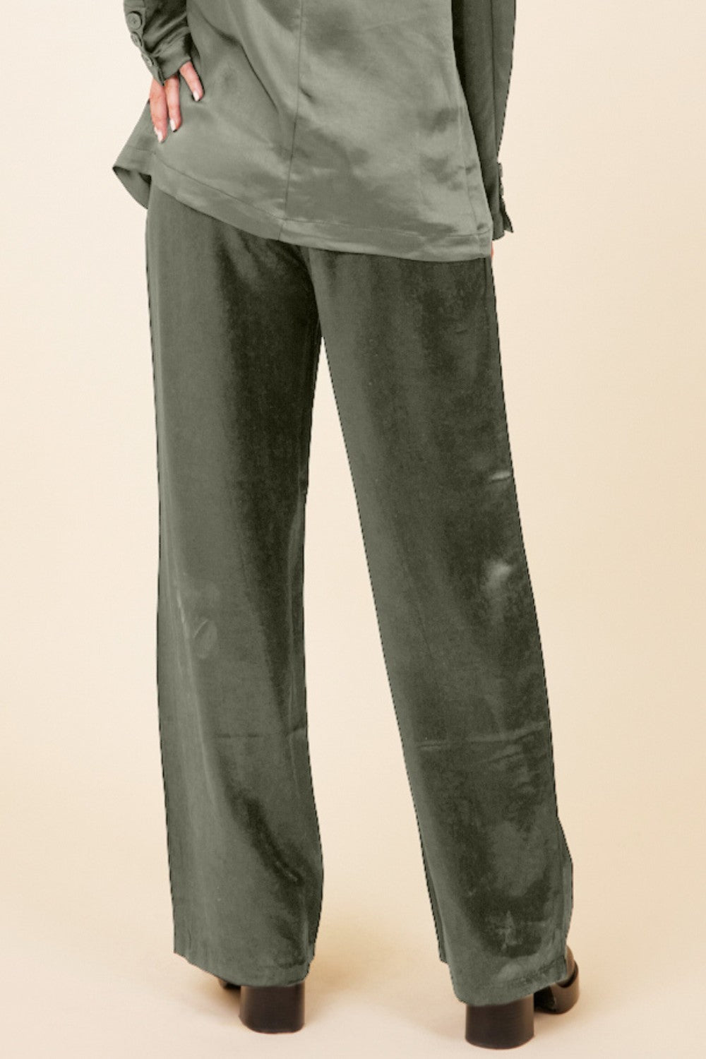 Silver Pine Heavy Satin Trouser