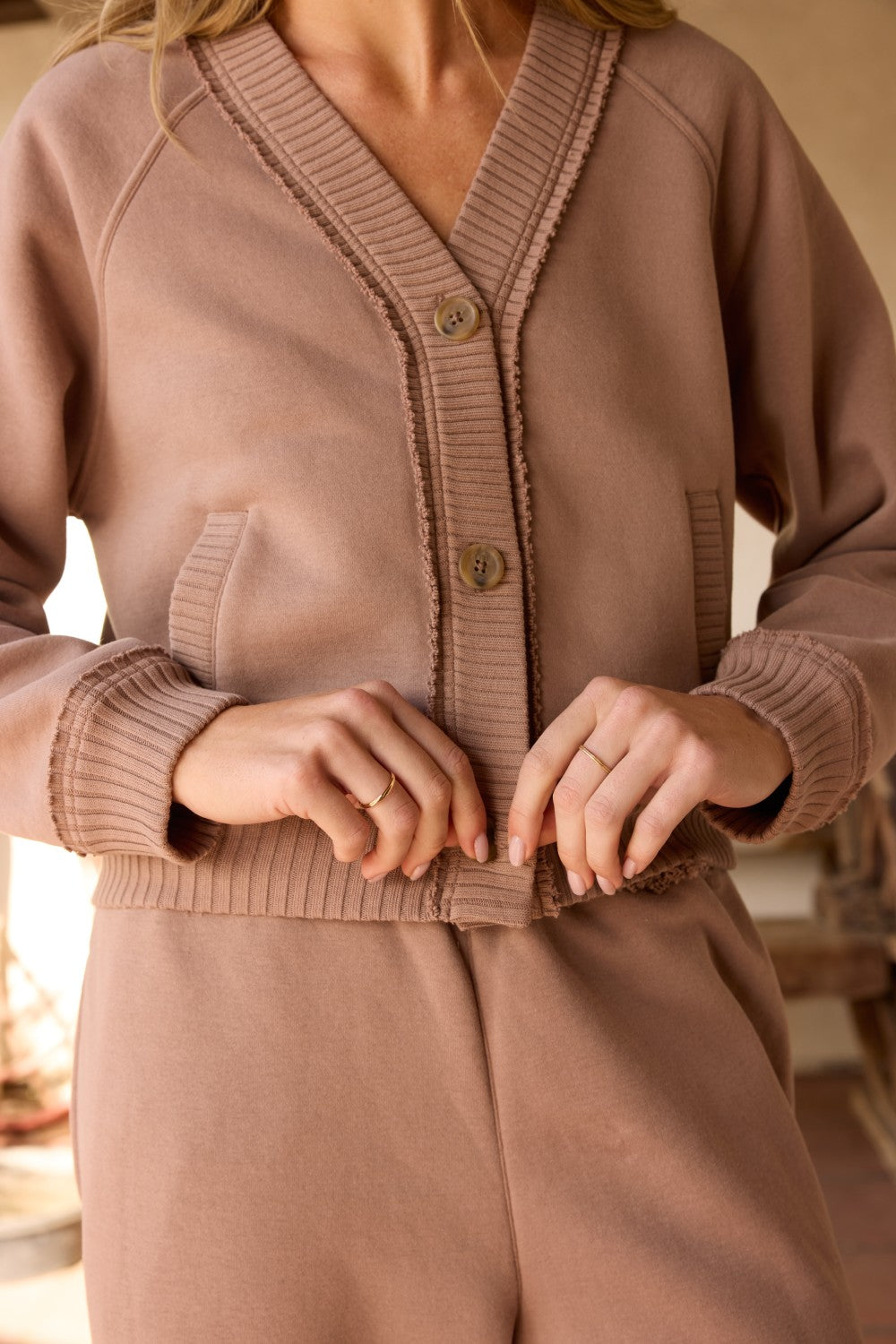 Vintage Fleece 2-Piece Set in Mocha Latte