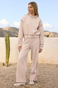 Garment Dye Mockneck 2-Piece Set in Pearl w/ Black