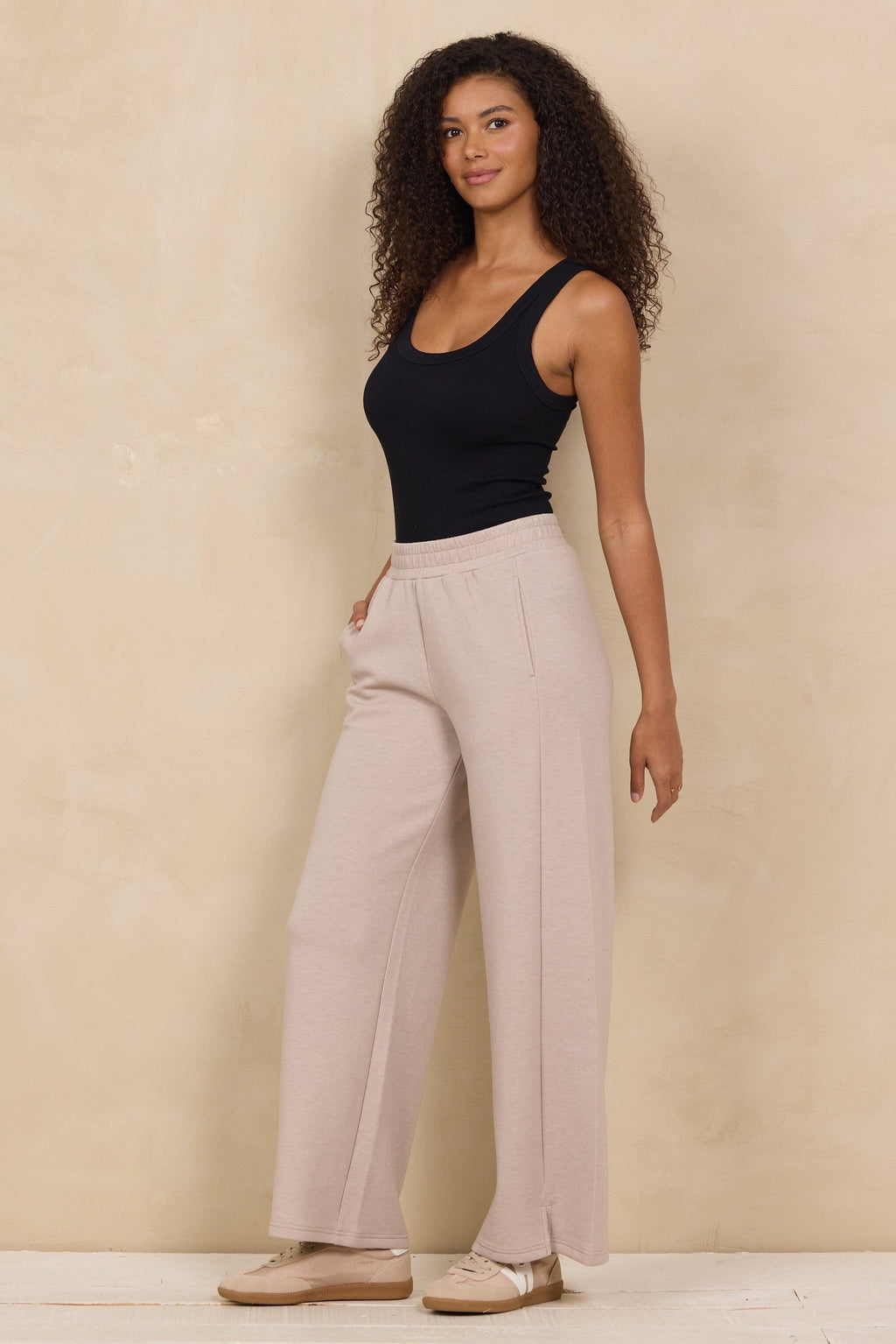 Cloud Fleece Wide Leg Pant w/ Front Slit