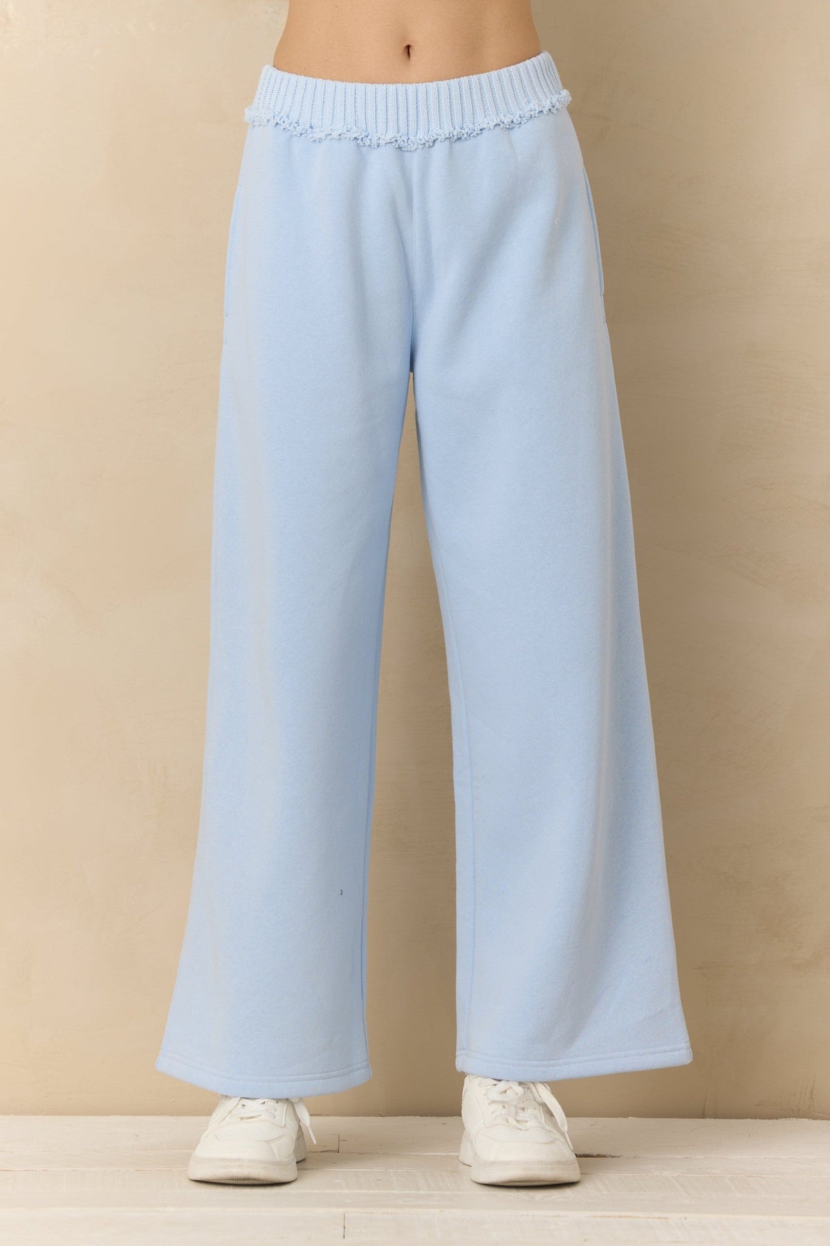 Vintage Fleece Wide Leg Pants with Rib