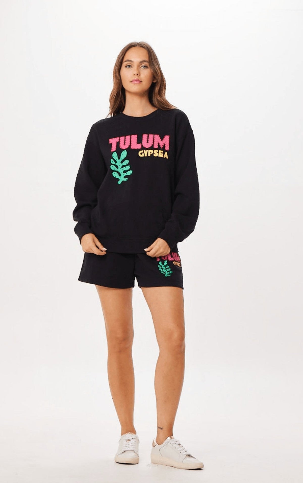 Black Tulum Jet Setter Surf Wash Crewneck