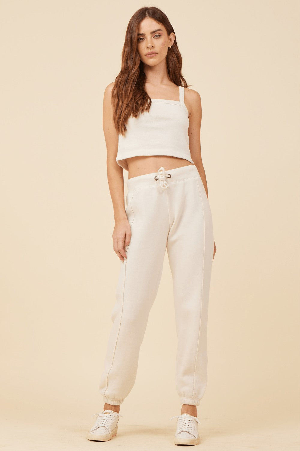 Coconut White Solid Burnout Fleece Tank