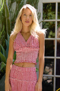 Woven Smock Waist Halter Top