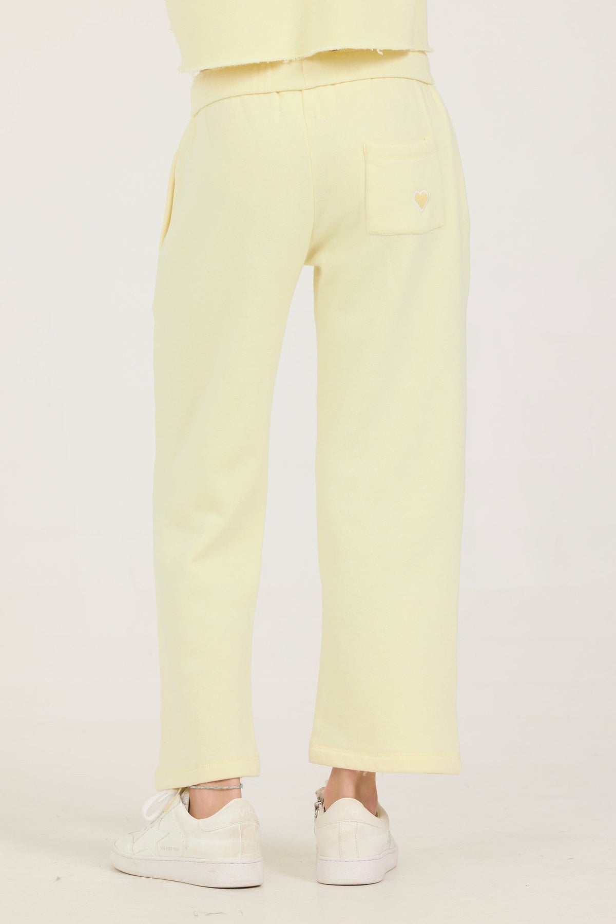 Kids Burnout Wide Leg Heart Back Pocket Pants