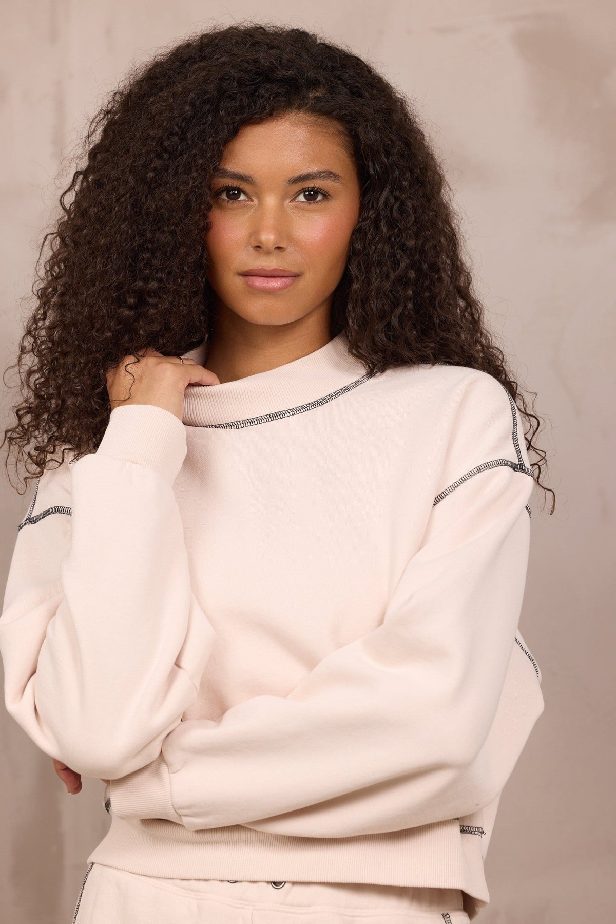 Garment Dye Mockneck w/ Contrast Stitching