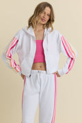 Stripe Twill Tape Fleece Zip Up