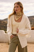 Cable Knit Cardigan W Fringe