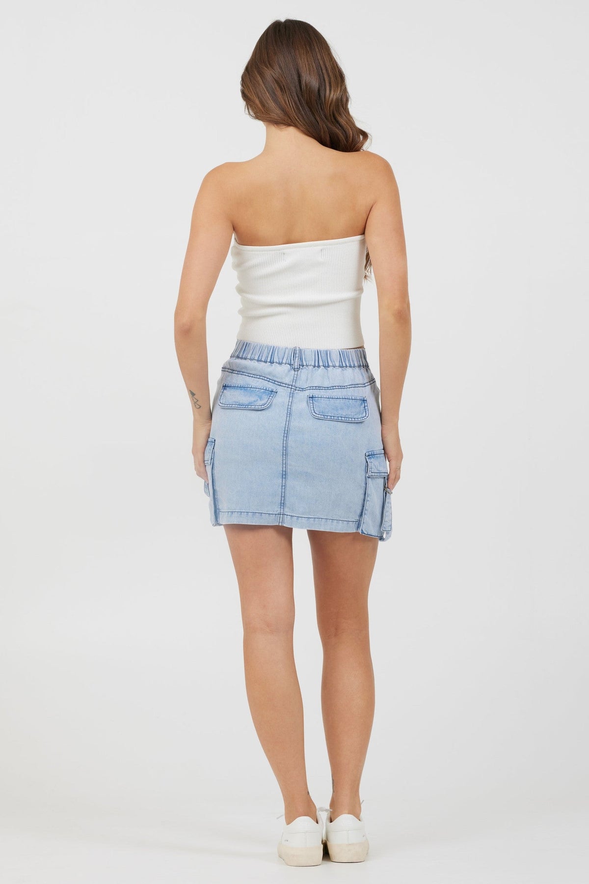 White Rib Knit Twist Front Tube Top