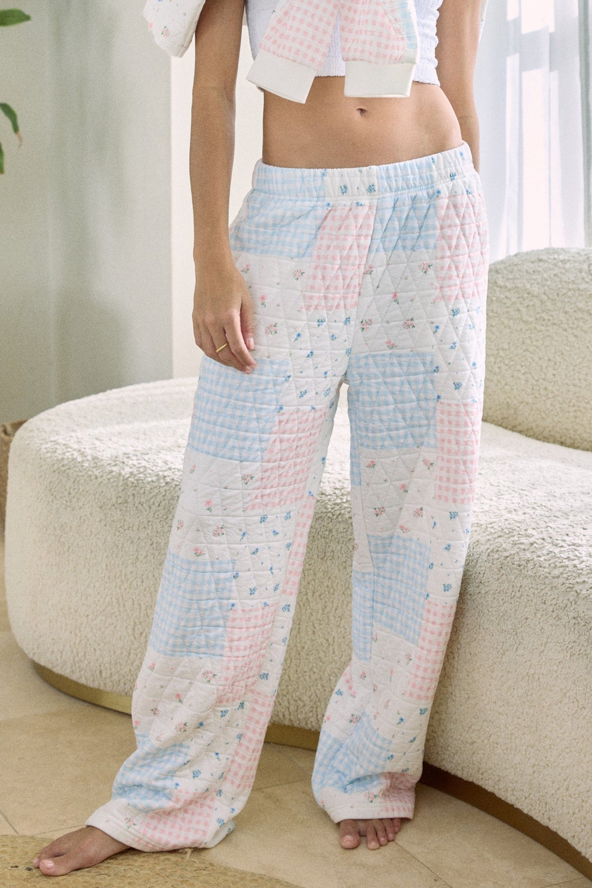 Printed Quilt Wide Leg Pant