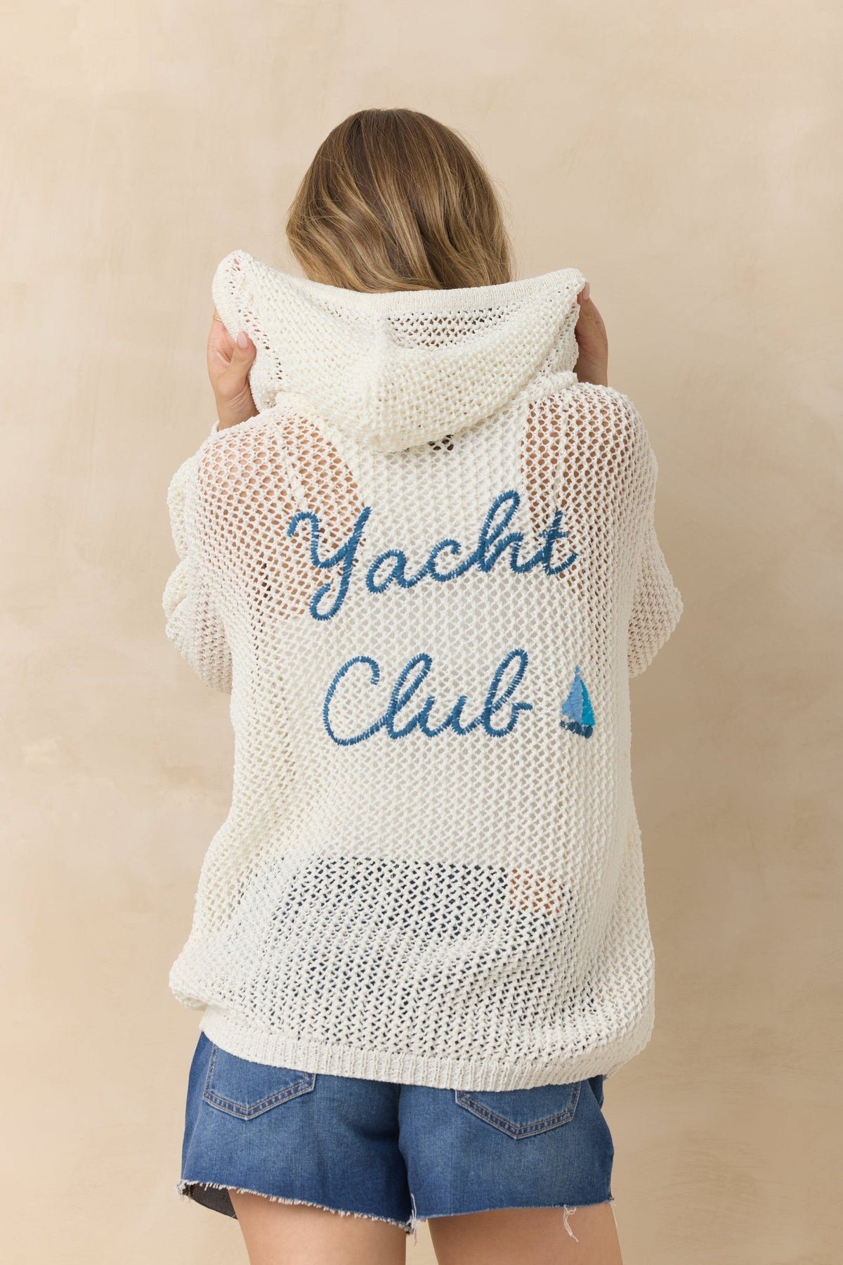 Hoodie Beach Sweater with Embroidery