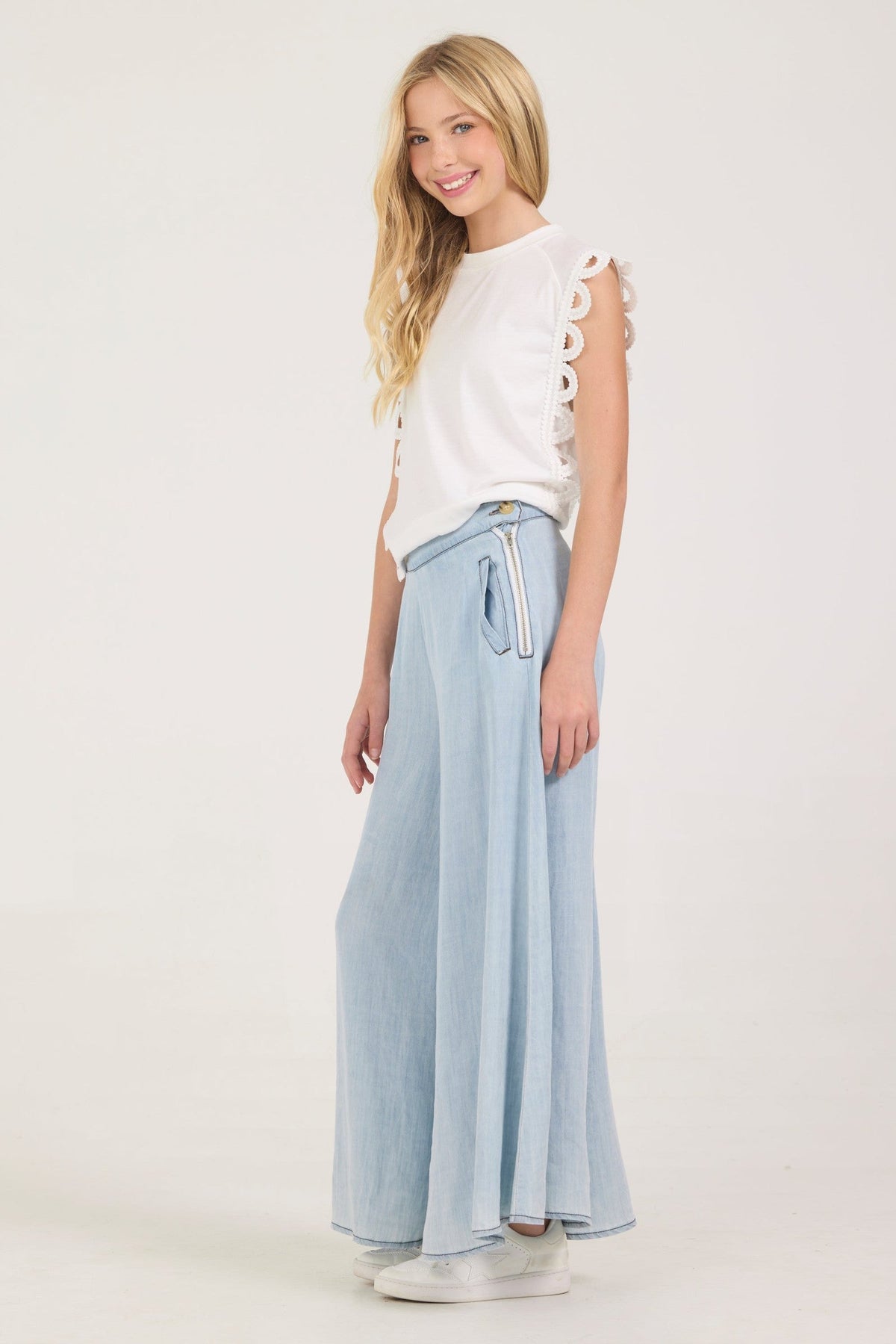 Kids Chambray Wide Leg Pant