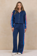 Stripe Heather Fleece Zip Hoodie 2-Piece Set