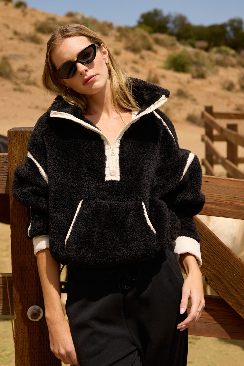 Sherpa Quarter Zip w/ Contrast Binding