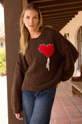 Mock Neck Sweater w/ Jacquard Heart