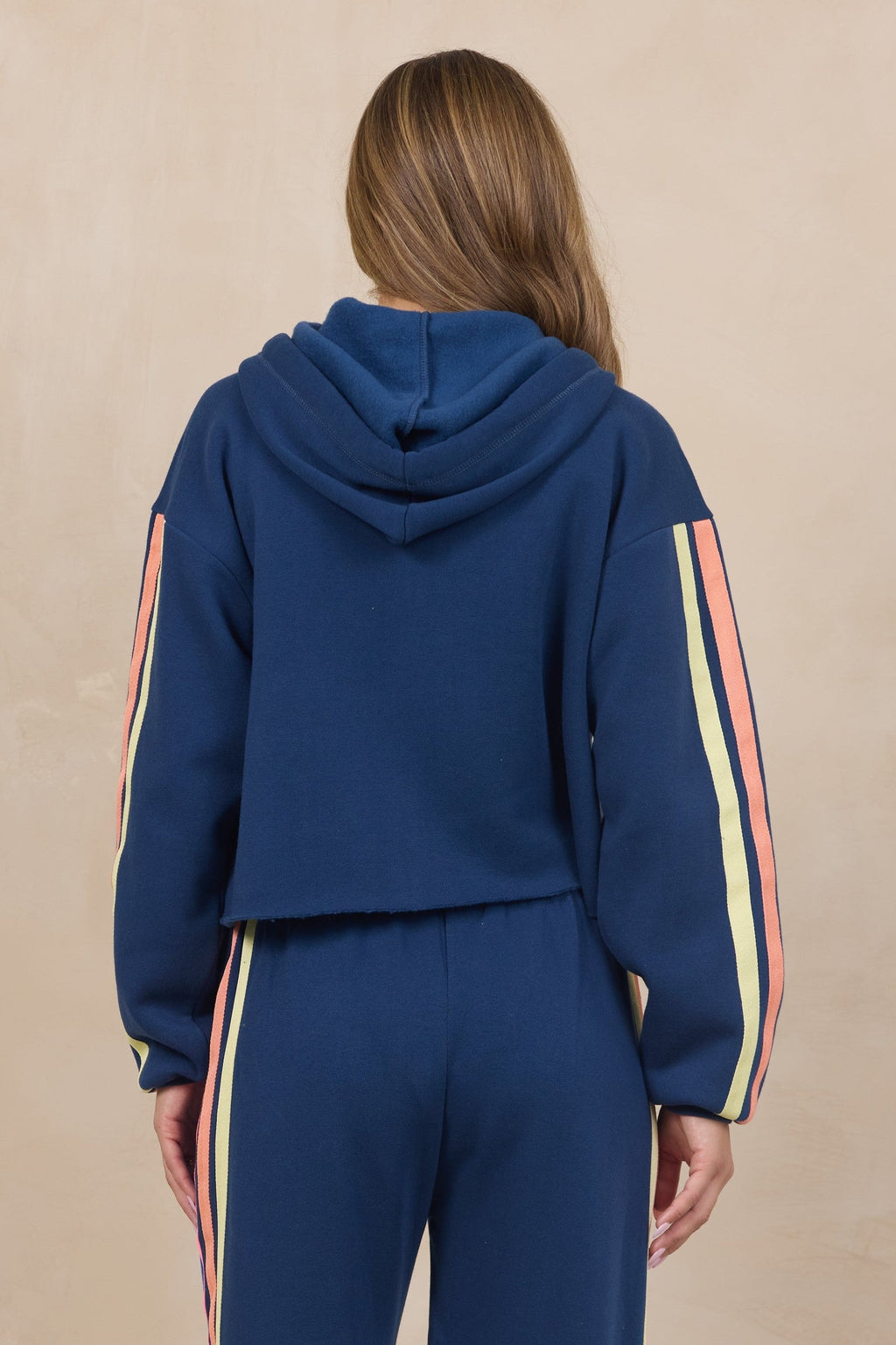 Stripe Heather Fleece Zip Hoodie 2-Piece Set