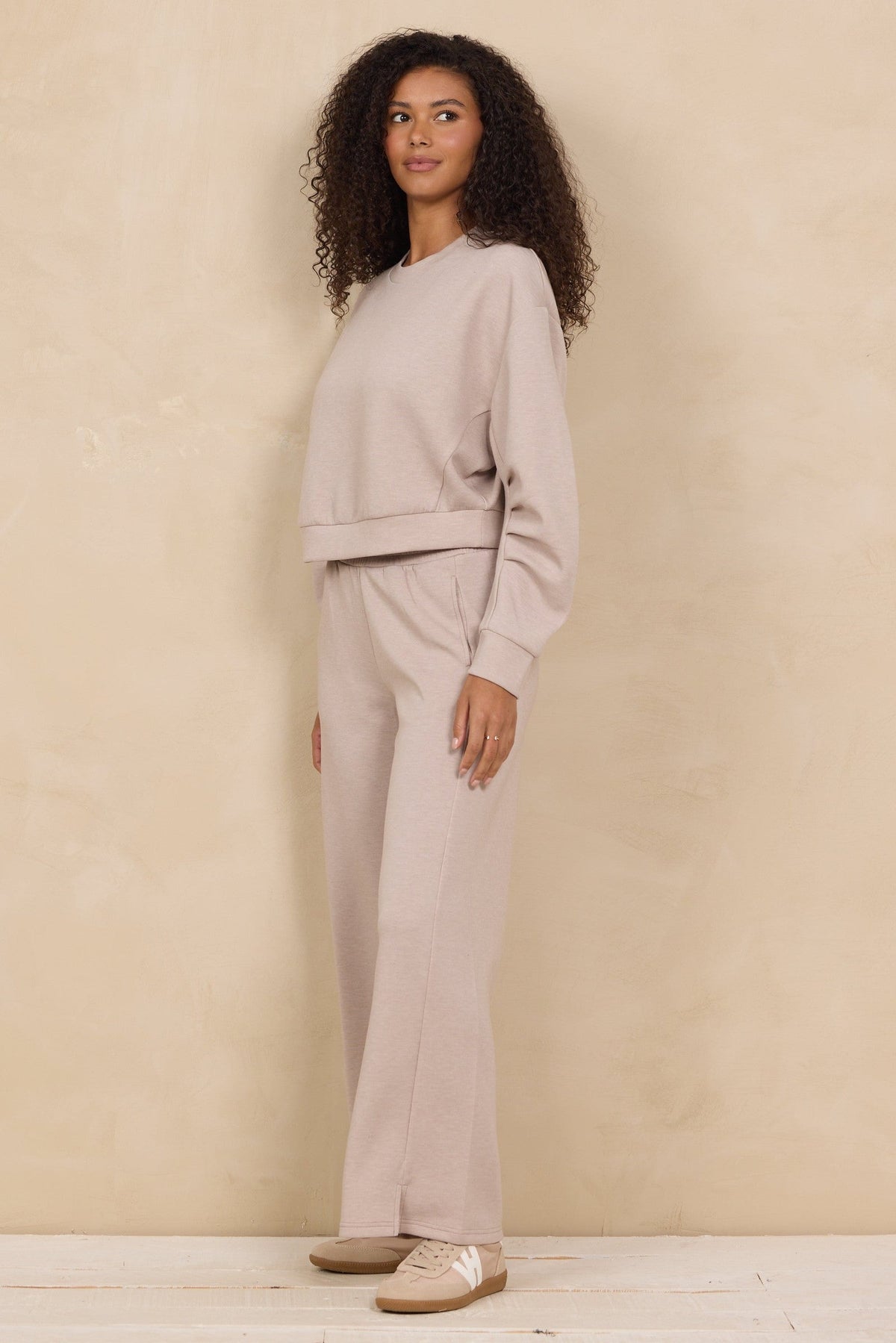Cloud Fleece Crew 2-Piece Set in Heather Oatmeal