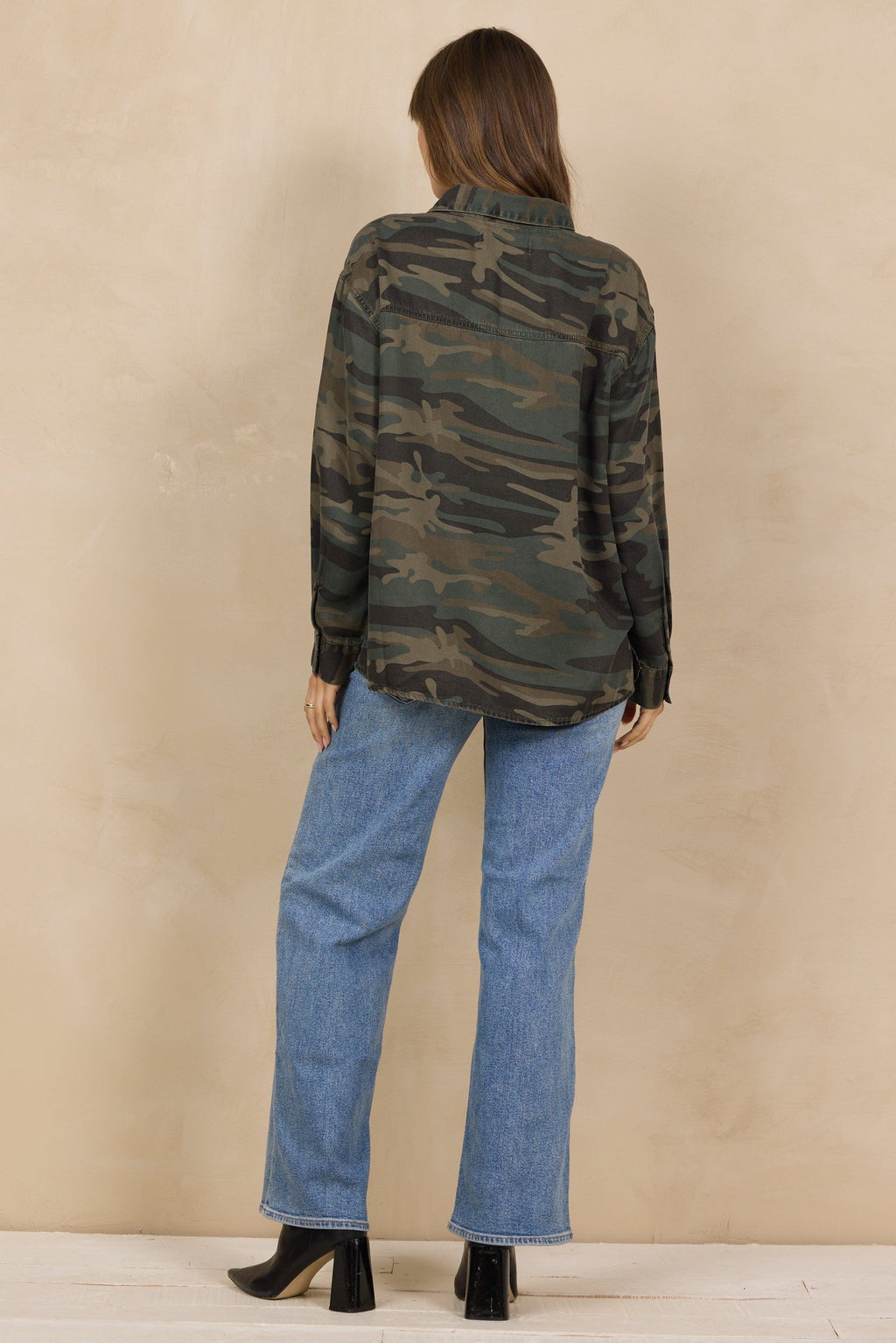 Printed Tencel Quarter Zip Top