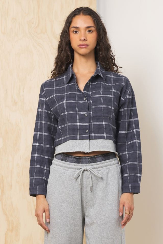 Flannel Shirt w/ French Terry Hem