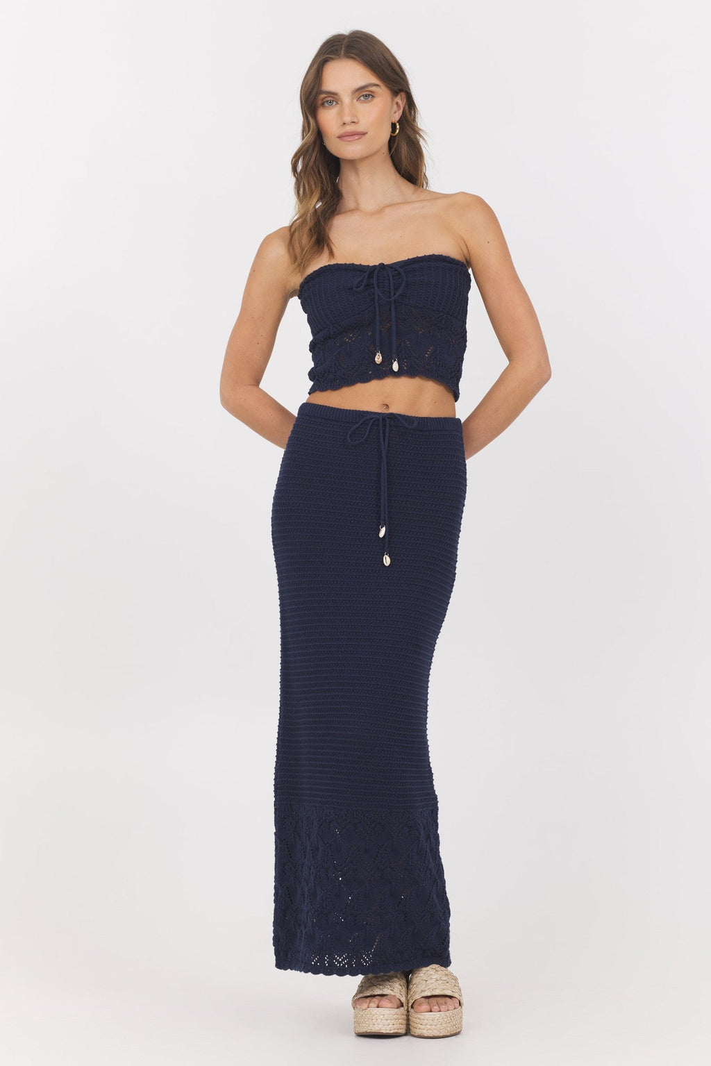 Navy Crochet Tube Top