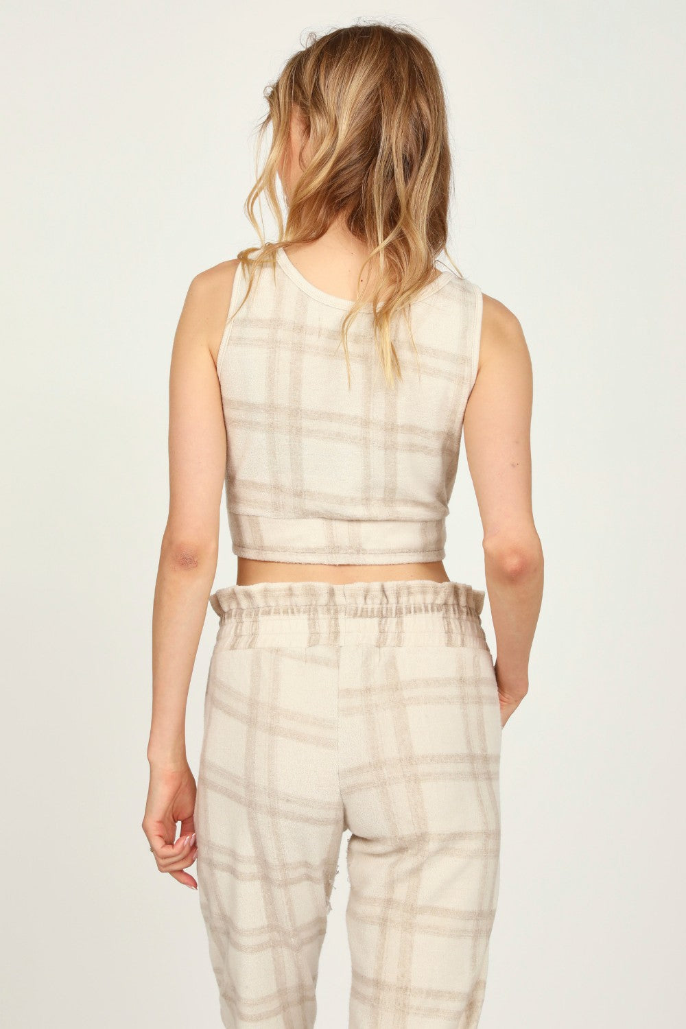 Winter Plaid Reverse Burnout Crop Top