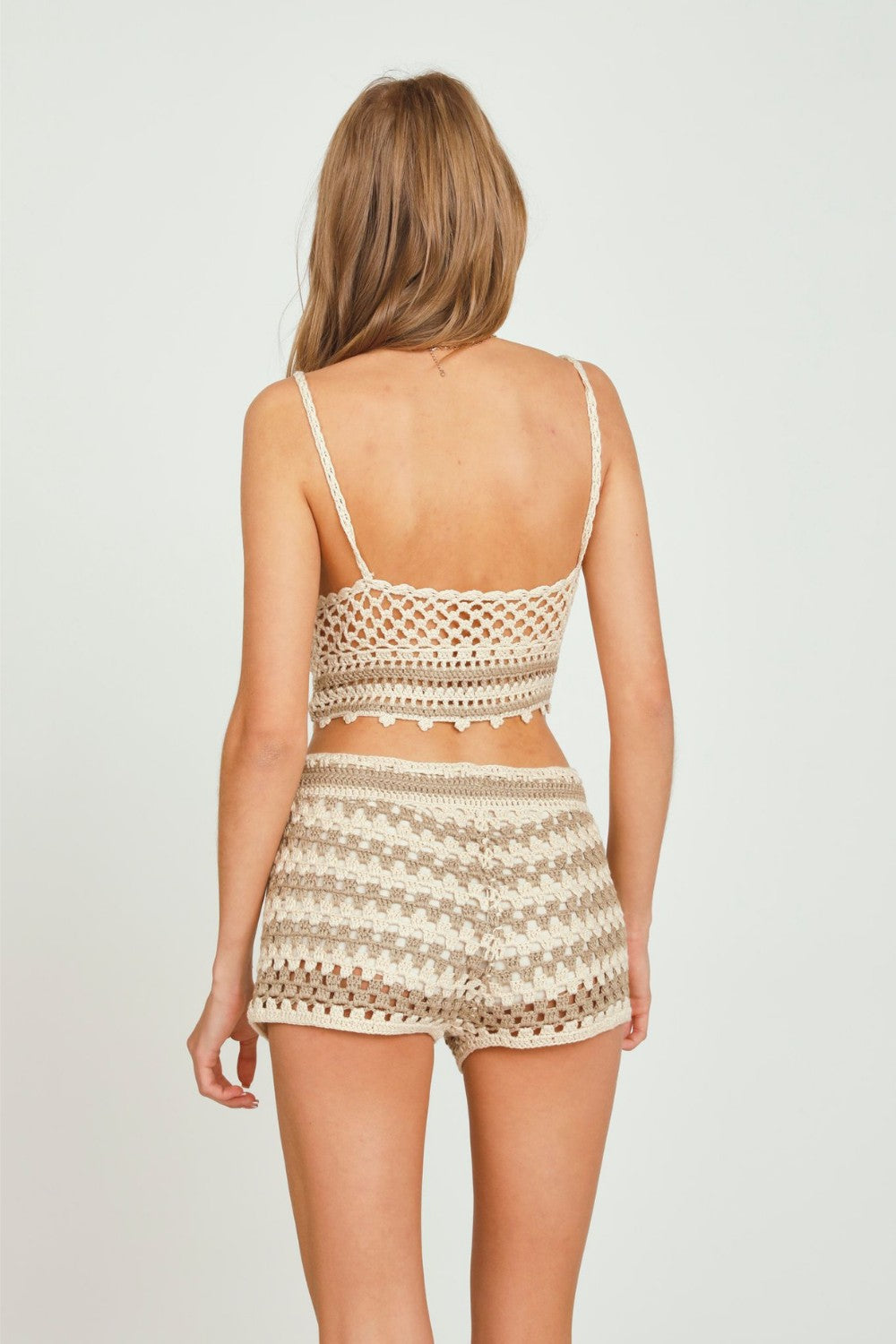 Sand/Khaki Knit Crochet Tank Top