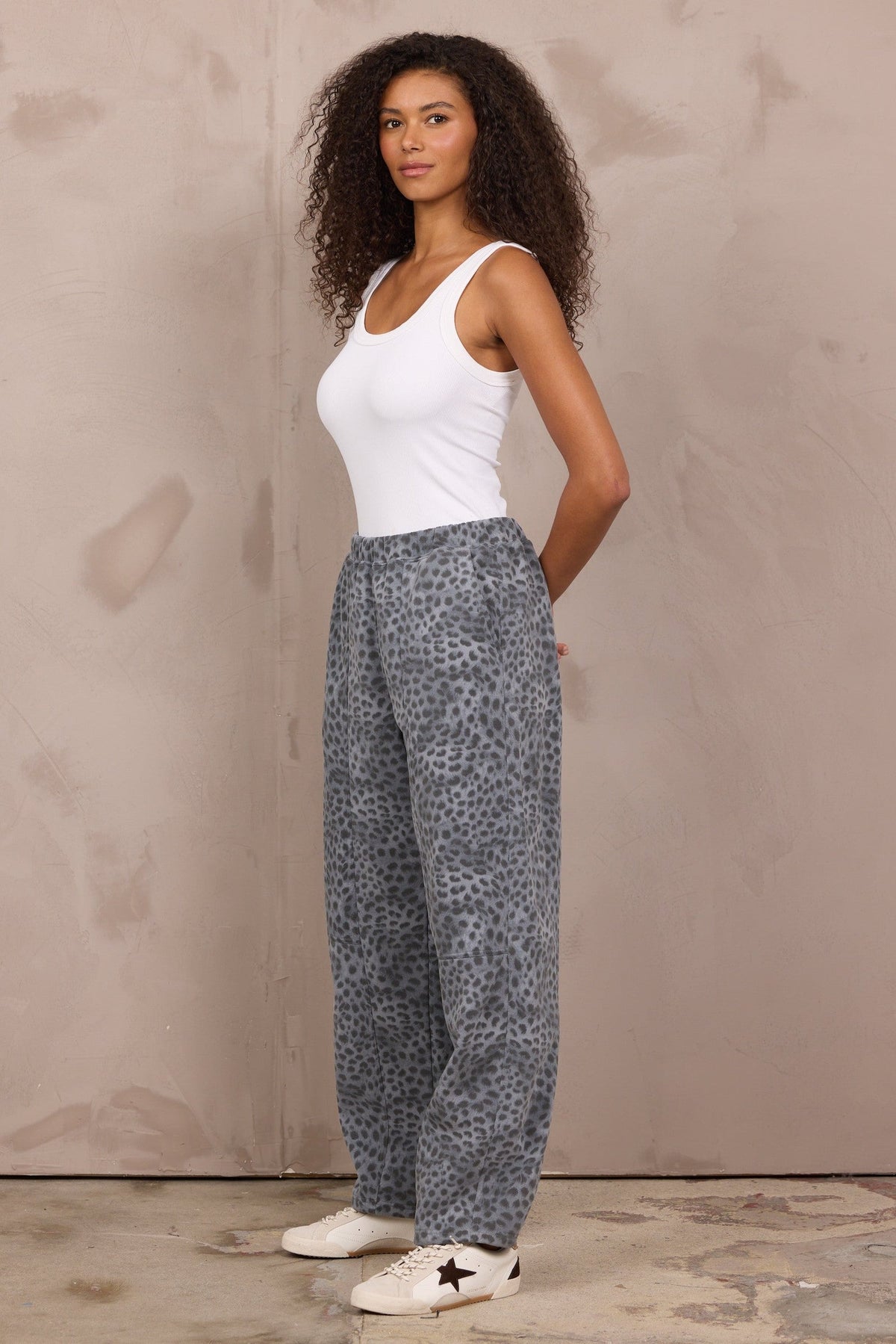 Printed Fleece Barrel Sweatpant