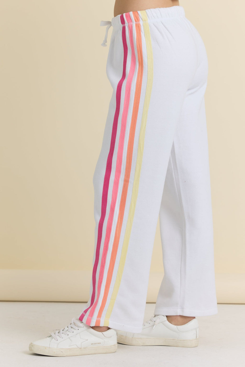 Stripe Twill Tape Fleece Wide Leg Pants
