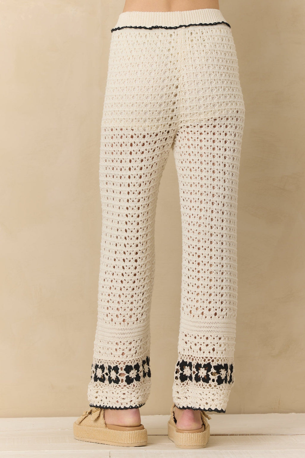 Crochet Floral Wide Leg Pants