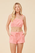 Coral Corded Terry Cropped Tank