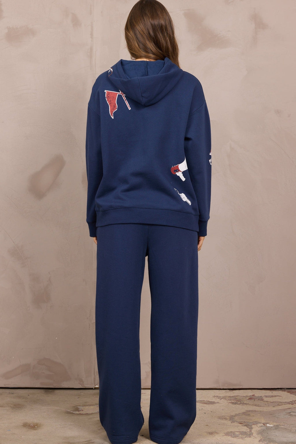 Printed Comfort Fleece Wide Leg Pant