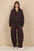 Soft Surf Wash Lace Up Hoodie 2-Piece Set in Brownie
