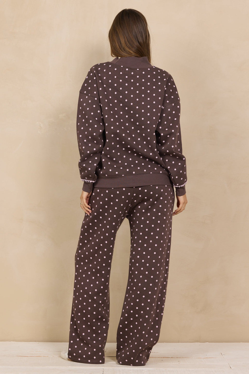 Printed Essential Fleece Mockneck W/ Whipstitch